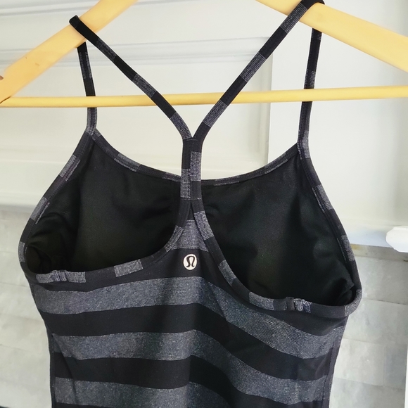 Lululemon Power Y Tank Top Black Grey Striped 4 - Picture 6 of 9